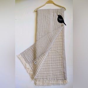 🎁Piscatextil Elegant Cream and Gray Striped Reversible Throw Blanket,100% Cotton